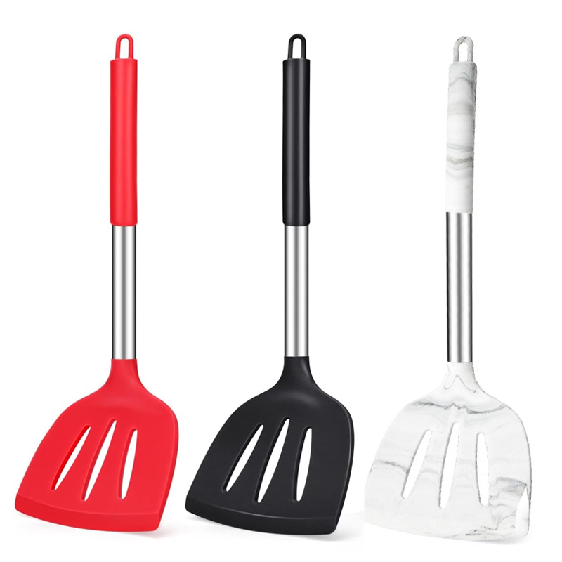 Wholesale Silicone Spatula Non Stick Solid Kitchen Turner High Heat Resistant Cooking Utensils Silicone Slotted Spatulas